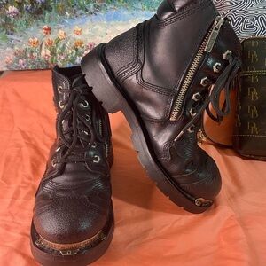 Harley Davidson size 8 leather‎ lace up inside zipper PPE lady rider biker chick